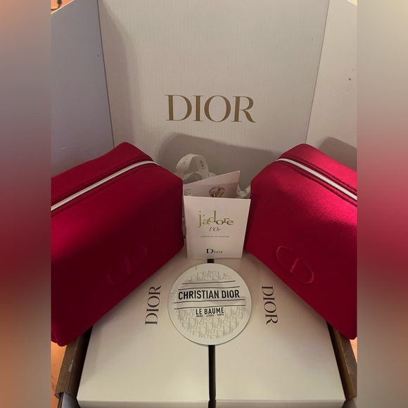 Dior red cosmetic cases x 2 with 2 boxes and large box! NWT! - Picture 4 of 6